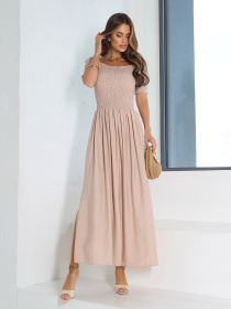 Сукня максі ISSA Plus модель SA-633_бежевый Фото