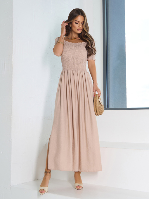 Сукня максі ISSA Plus модель SA-633_бежевый Фото