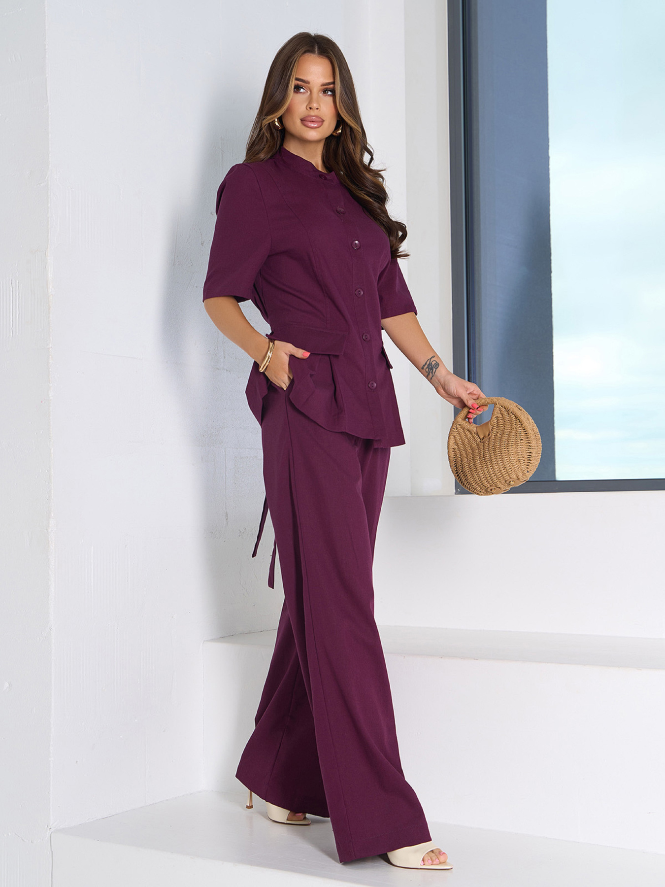 Діловий костюм ISSA Plus модель 15191_темно-бордовый Фото