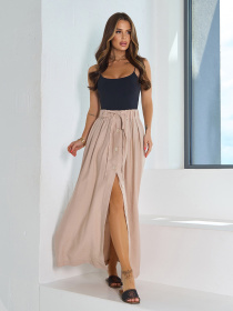 Юбка макси ISSA Plus модель 15192_бежевый Фото