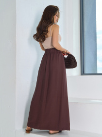 Спідниця максі ISSA Plus модель 15192_темно-коричневый Фото