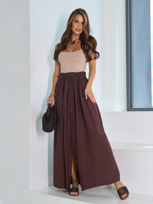 Спідниця максі ISSA Plus модель 15192_темно-коричневый Фото