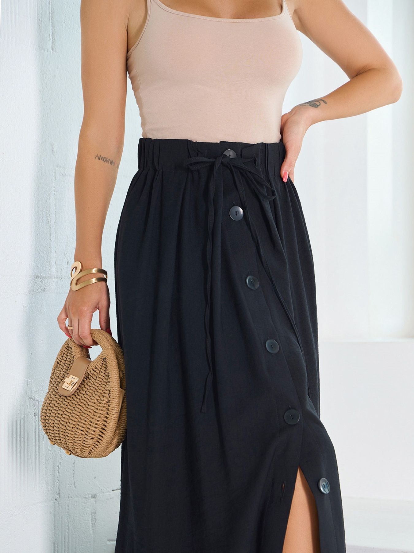 Спідниця максі ISSA Plus модель 15192_черный Фото