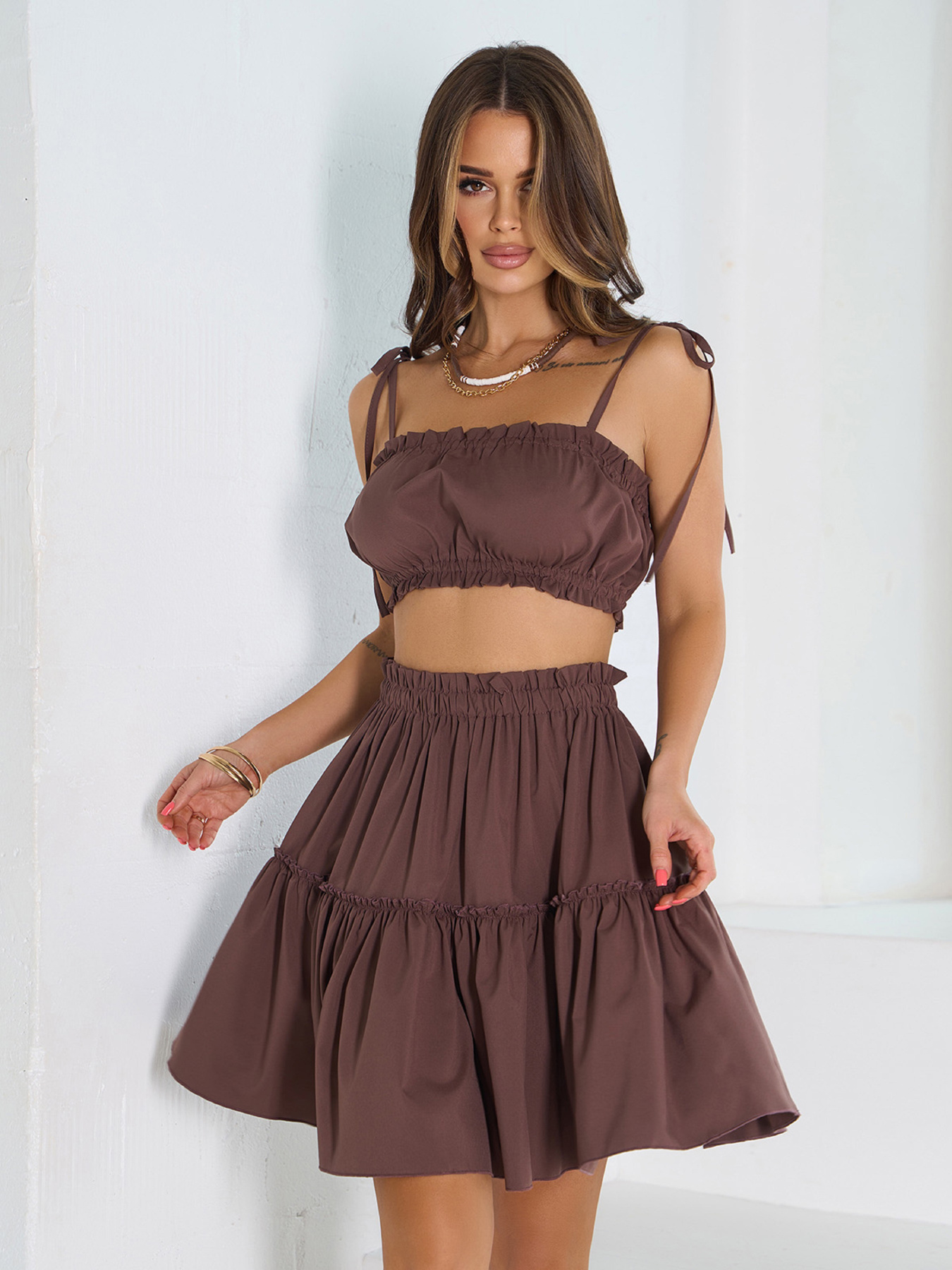 Повсякденний костюм ISSA Plus модель 15197_коричневый Фото