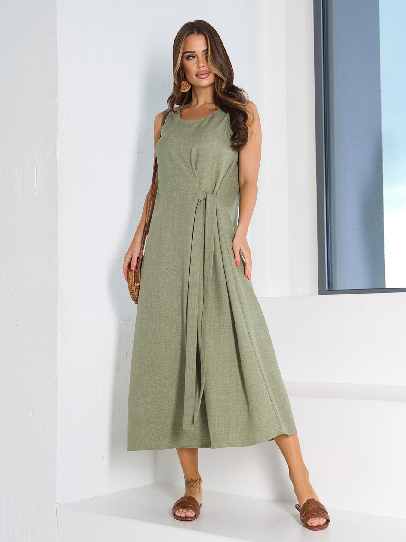 Сарафан ISSA Plus модель 15198_оливковый Фото