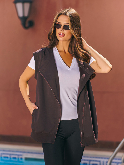 Жилет ISSA Plus модель 15214_темно-коричневый Фото