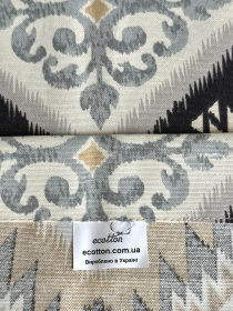 Скатертина столова із брудо- та водовідштовхувальною дією в етно стилі синьо-жовтого кольору Ecotton модель 25019 Фото