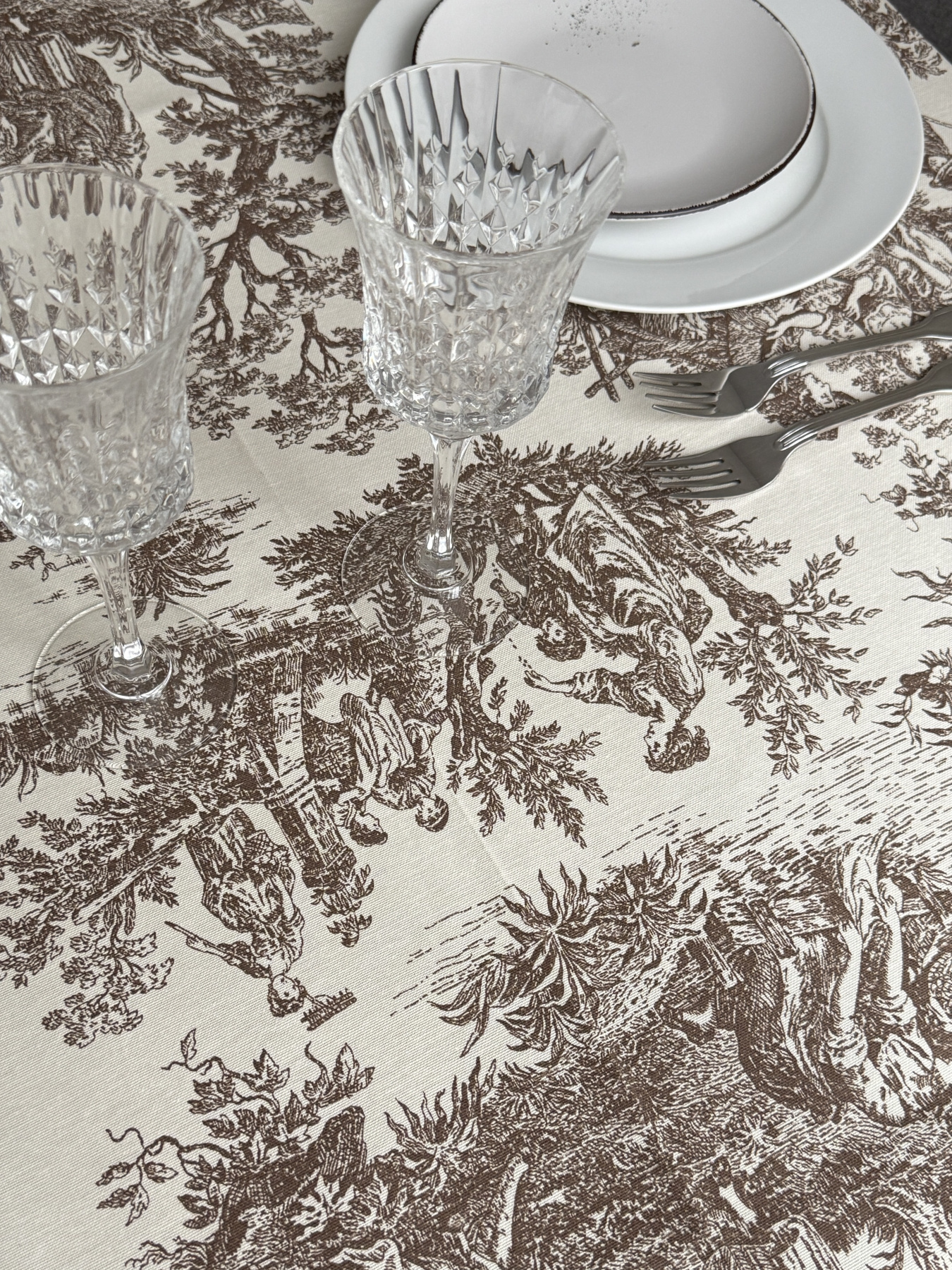 Скатертина столова із брудо- та водовідштовхувальною дією в стилі бохо бежевого кольору Ecotton модель 25026 Скатертина столова із брудо- та водовідштовхувальною дією в стилі бохо бежевого кольору Ecotton модель 25026 Фото