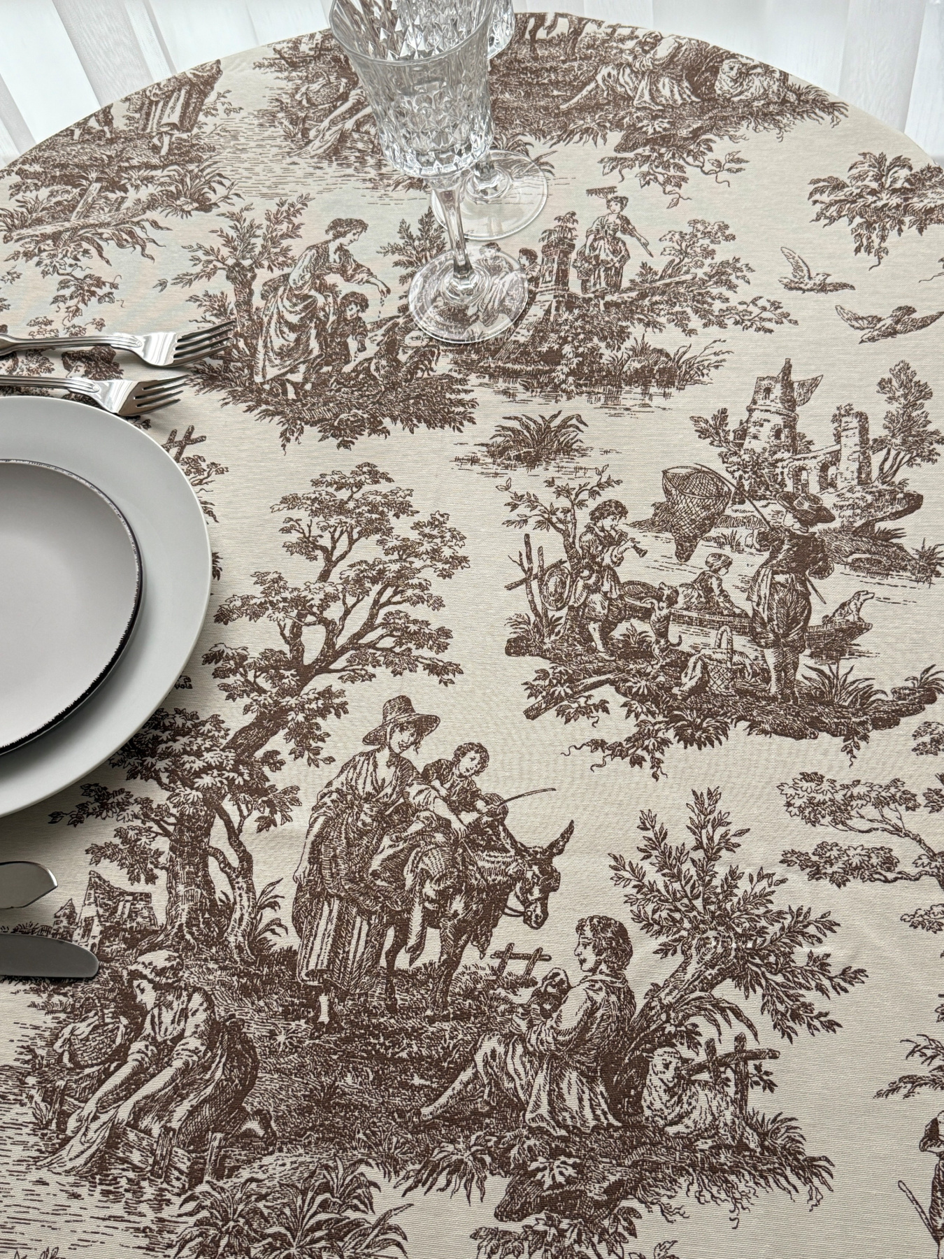 Скатертина столова із брудо- та водовідштовхувальною дією в стилі бохо бежевого кольору Ecotton модель 25026 Скатертина столова із брудо- та водовідштовхувальною дією в стилі бохо бежевого кольору Ecotton модель 25026 Фото