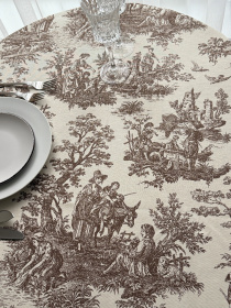 Скатертина столова із брудо- та водовідштовхувальною дією в стилі бохо бежевого кольору Ecotton модель 25026 Скатертина столова із брудо- та водовідштовхувальною дією в стилі бохо бежевого кольору Ecotton модель 25026 Фото