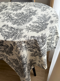 Скатертина столова із брудо- та водовідштовхувальною дією в стилі бохо сірого кольору Ecotton модель 25023 Фото