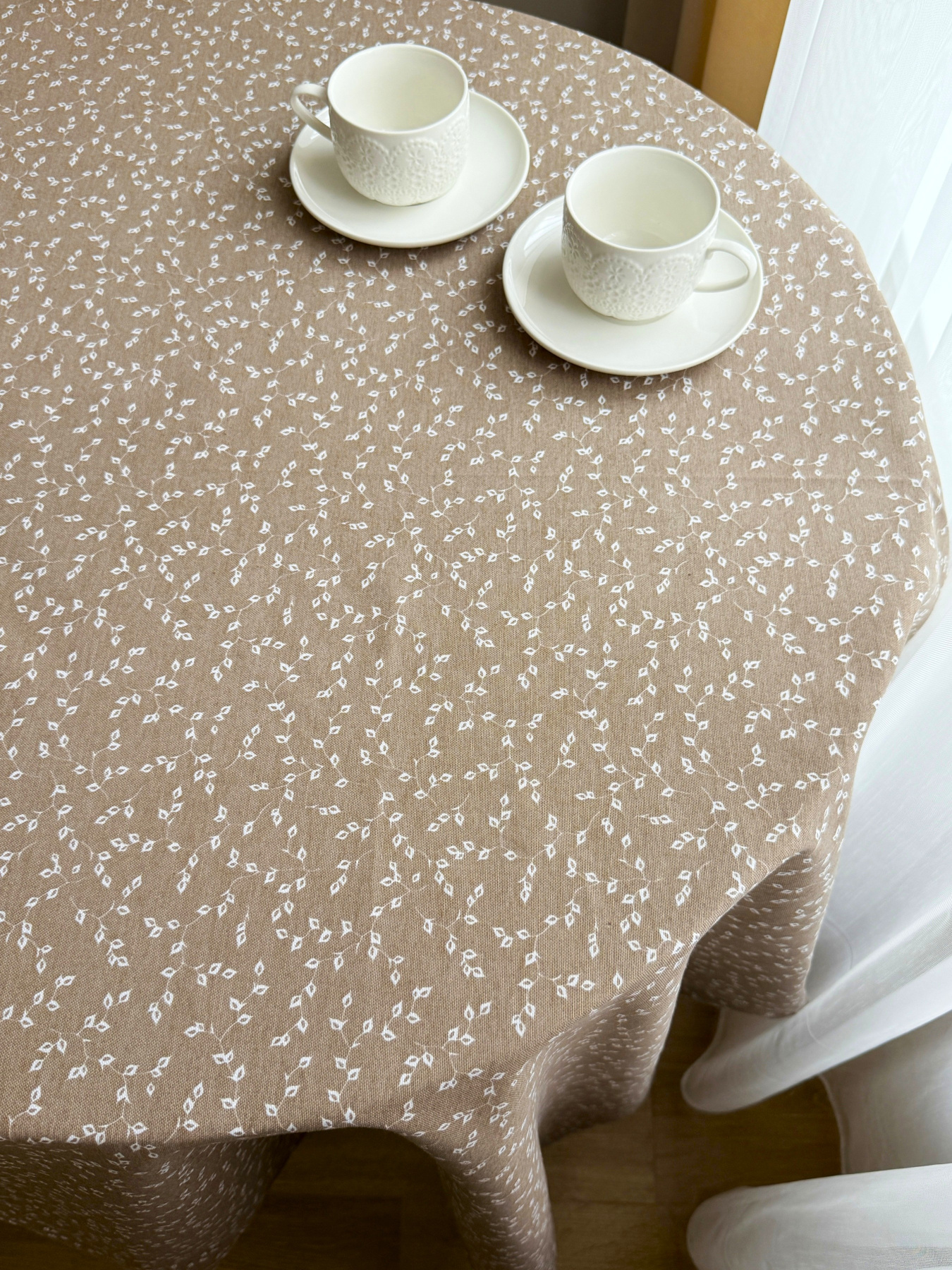 Скатертина столова із брудо- та водовідштовхувальною дією кремового кольору Ecotton модель 25022 Фото