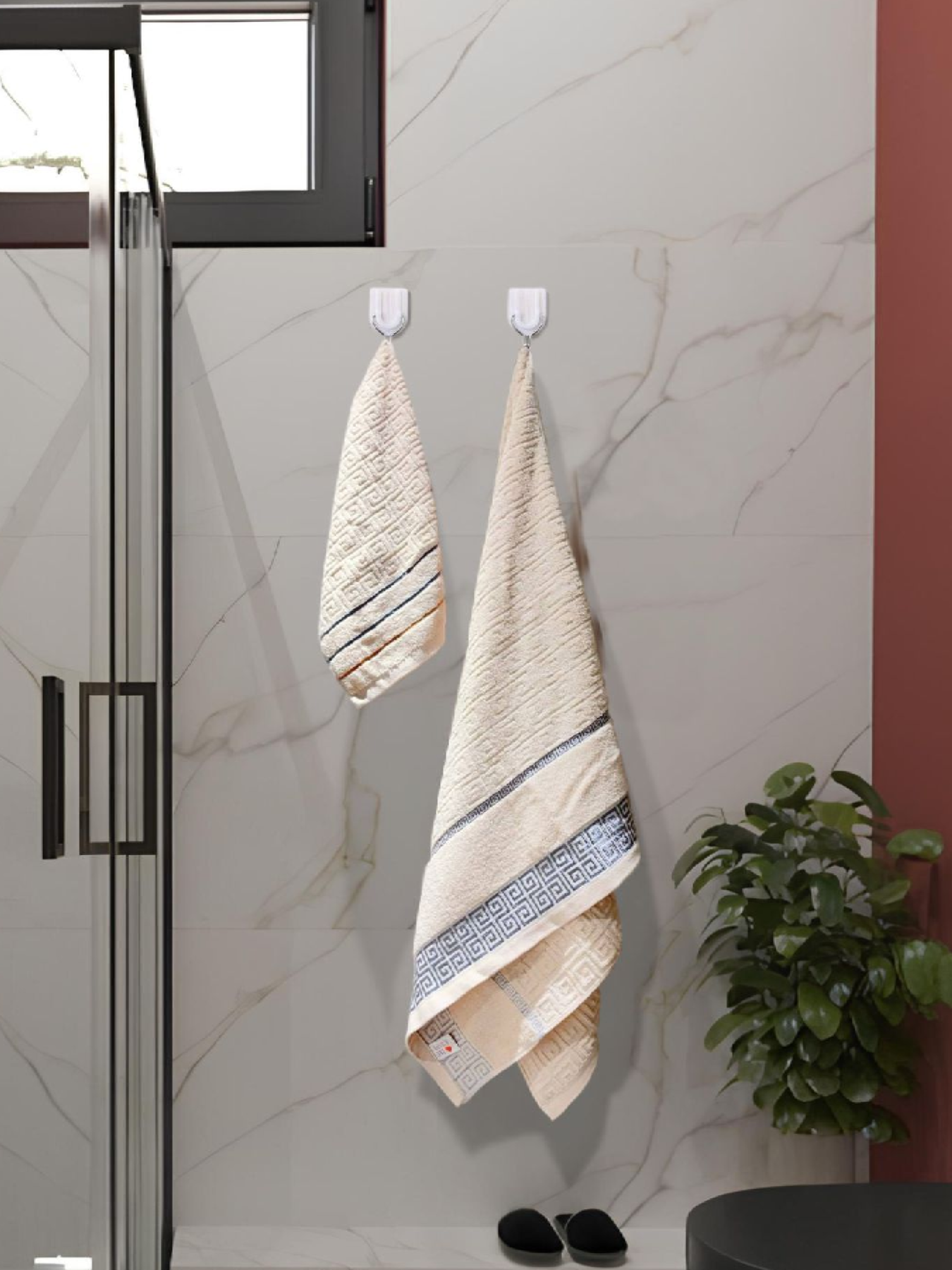 Набір 2  жаккардові рушники для ванної, готелів, SPA, саун 70х140 см + 35 х 75 см Версаче Персиковий Lovely Svi  модель 2561110 Фото