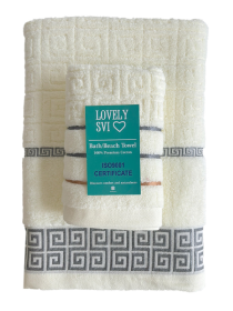 Набор 2 жаккардовые полотенца Lovely Svi для ванной, отелей, SPA, саун 70х140 см + 35 х 75 см Версаче  Бежевый Lovely Svi  модель 2561103 Фото