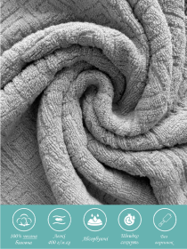 Набір 2 жаккардові рушники Lovely Svi для ванної, готелів, SPA, саун 70х140 см + 35 х 75 см Версаче Сірий Lovely Svi модель 2561097 Набір 2 жаккардові рушники Lovely Svi для ванної, готелів, SPA, саун 70х140 см + 35 х 75 см Версаче Сірий Lovely Svi модель 2561097 Фото