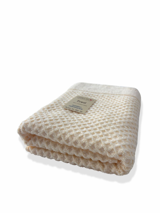 Рушник жаккардовий  для ванної, готелів, СПА, в подарунковому пакеті - Diamond Grid Кремовий Lovely Svi  модель 571124 Фото