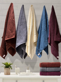 Рушник жаккардовий  для ванної, готелів, СПА, в подарунковому пакеті - Diamond Grid Кремовий Lovely Svi  модель 571124 Фото