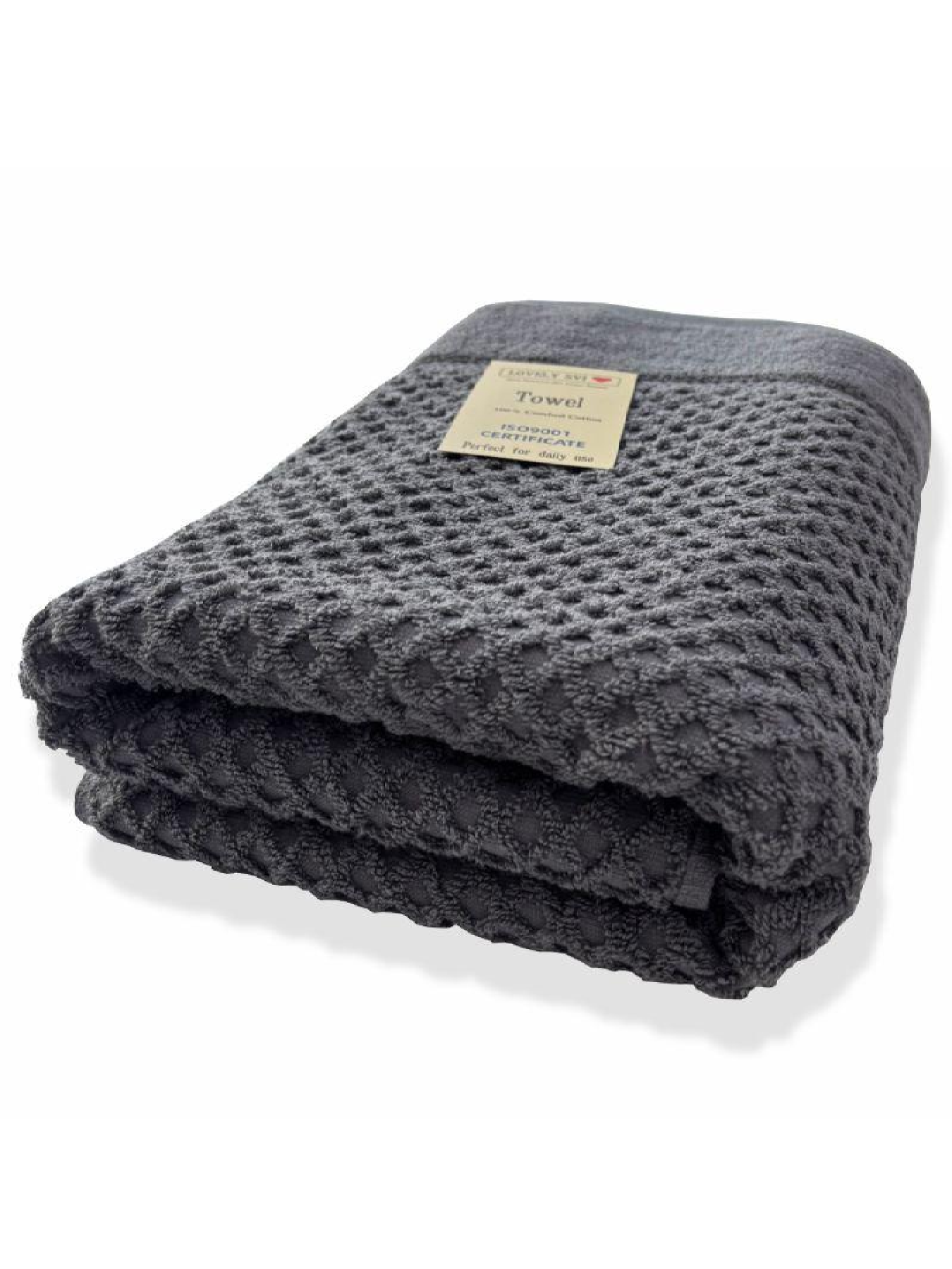 Рушник жаккардовий для ванної, готелів, СПА, в подарунковому пакеті - Diamond Grid Сірий Lovely Svi модель 541124 Рушник жаккардовий для ванної, готелів, СПА, в подарунковому пакеті - Diamond Grid Сірий Lovely Svi модель 541124 Фото