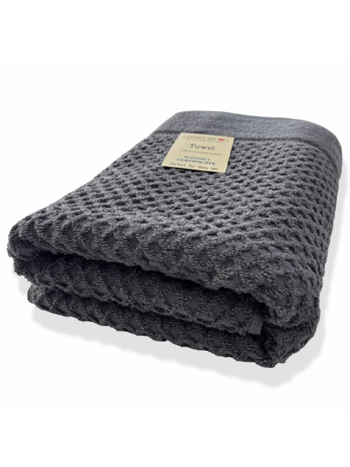 Рушник жаккардовий  для ванної, готелів, СПА, в подарунковому пакеті -  Diamond Grid Сірий Lovely Svi  модель 541124 Фото