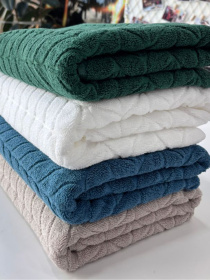 Полотенце банное  хлопок жаккардовое для ванной, отелей, СПА, в подарочном пакете -  Milano Синий Lovely Svi  модель 691124 Фото