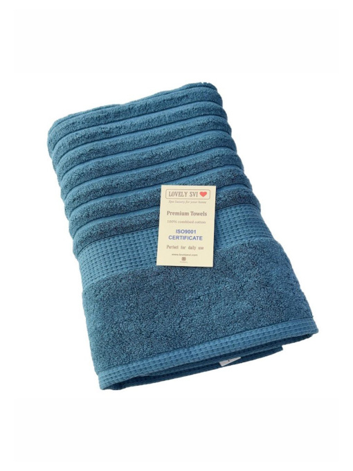 Рушник жаккардовий для ванної, готелів, СПА, в подарунковому пакеті -  Oxford Stripe Синій Lovely Svi  модель 2561124 Фото