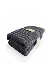 Набор 2 жаккардовых полотенца  для ванной, гостиниц, СПА, в подарок,  Oxford Stripe темно – серый Charcoal Lovely Svi  модель 241124 Фото