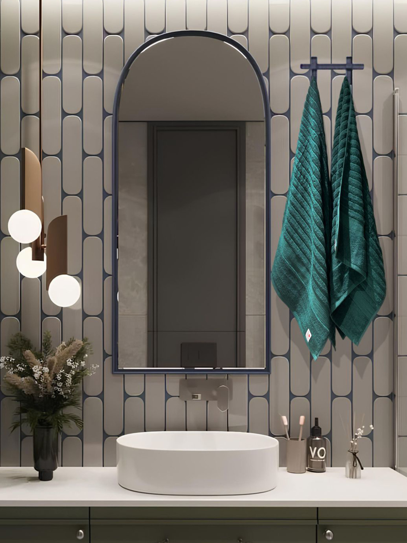 Набор 2 жаккардовых полотенца Lovely Svi для ванной, отелей, СПА, в подарок,  Oxford Stripe темно – зеленый Hunter green Lovely Svi  модель 261124 Фото