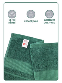 Набор 2 жаккардовых полотенца Lovely Svi для ванной, отелей, СПА, в подарок,  Oxford Stripe темно – зеленый Hunter green Lovely Svi  модель 261124 Фото