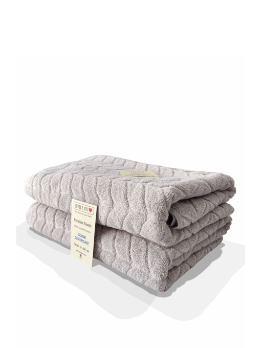 Набор 2 жаккардовых полотенца  для ванной, гостиниц, СПА, на подарок, Milano бежево-серый Lovely Svi  модель 671124 Фото