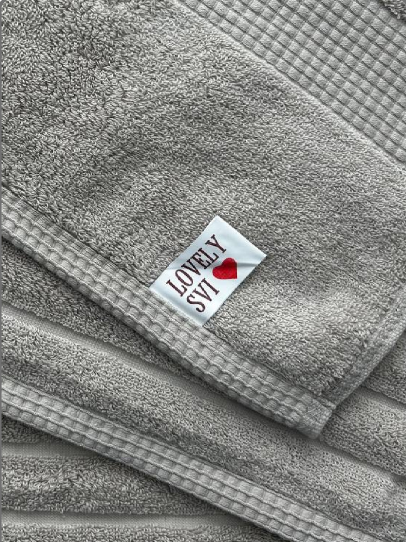 Набор 2 жаккардовых полотенца  для ванной, отелей, СПА, в подарок,  Oxford Stripe Cool  бежево - серый Lovely Svi  модель 351124 Фото