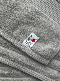 Набор 2 жаккардовых полотенца для ванной, отелей, СПА, в подарок, Oxford Stripe Cool бежево - серый Lovely Svi модель 351124 Набор 2 жаккардовых полотенца для ванной, отелей, СПА, в подарок, Oxford Stripe Cool бежево - серый Lovely Svi модель 351124 Фото