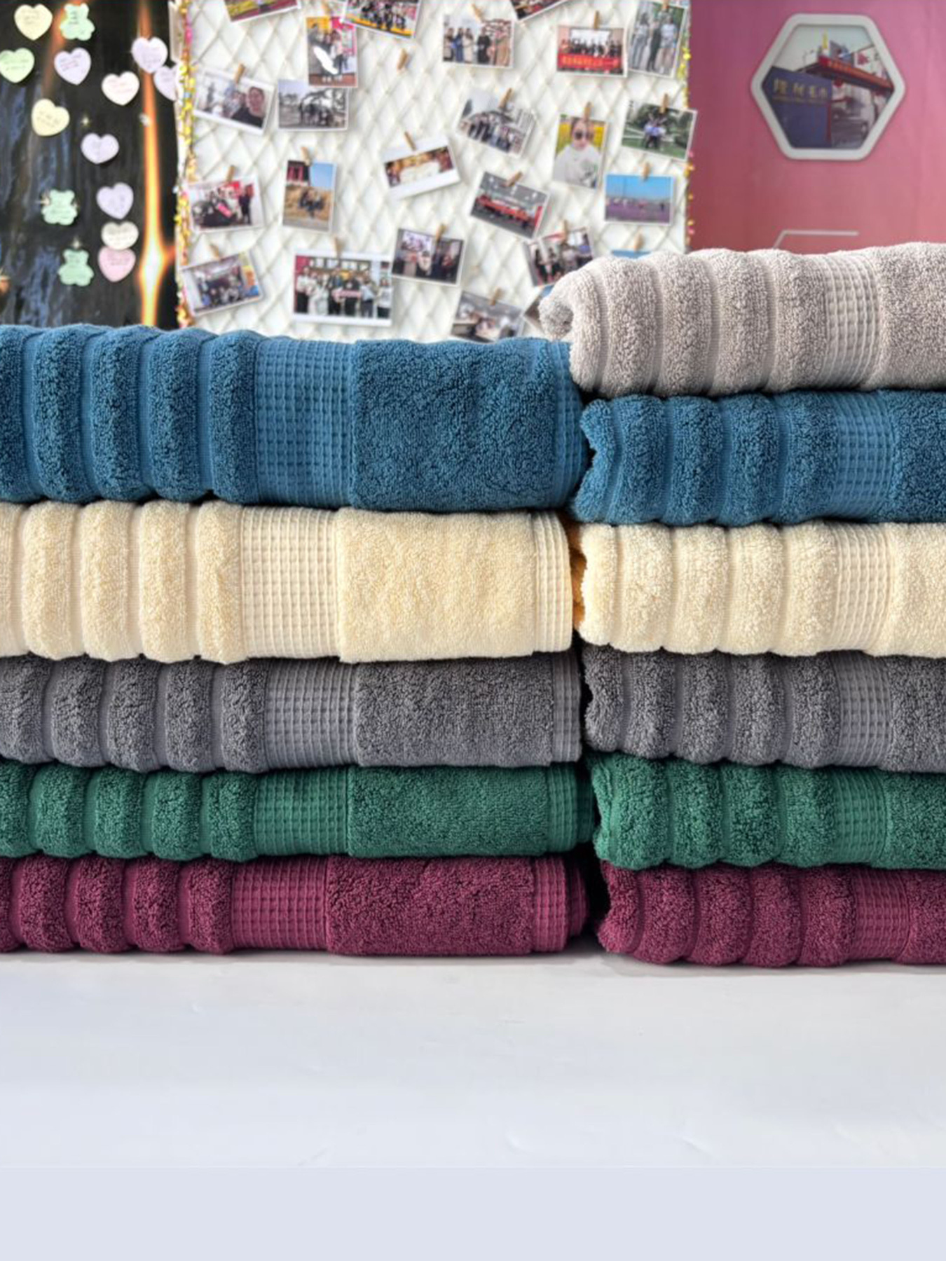 Набор 2 жаккардовых полотенца для ванной, отелей, СПА, в подарок, Oxford Stripe темно – синий Navy Blue Lovely Svi  модель 361124 Фото