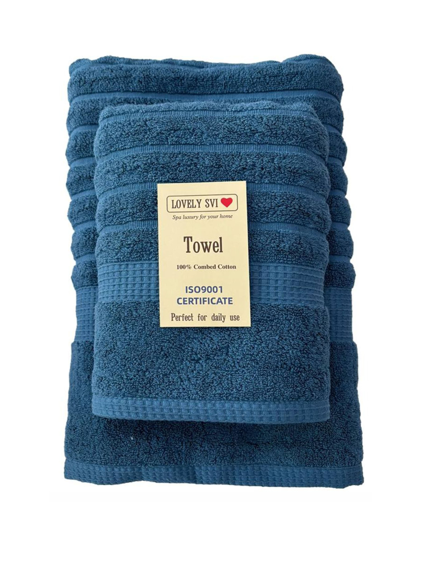 Набор 2 жаккардовых полотенца для ванной, отелей, СПА, в подарок, Oxford Stripe темно – синий Navy Blue Lovely Svi  модель 361124 Фото