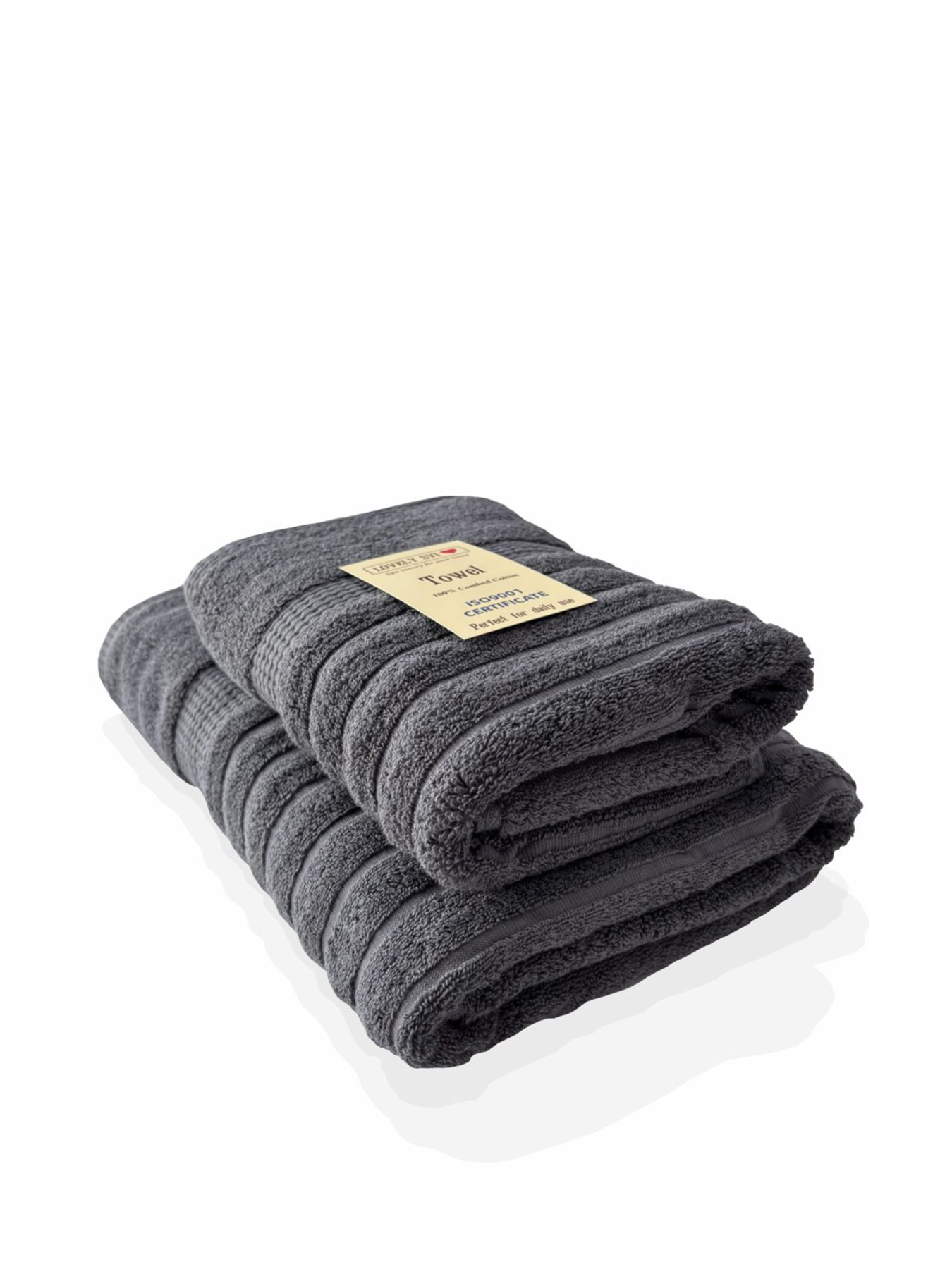 Набор 2 жаккардовых полотенца  для ванной, отелей, СПА, в подарок,  Oxford Stripe темно – серый Charcoal Lovely Svi  модель 341124 Фото