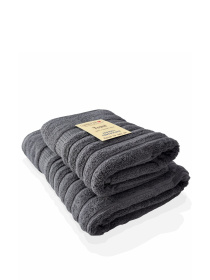 Набор 2 жаккардовых полотенца  для ванной, отелей, СПА, в подарок,  Oxford Stripe темно – серый Charcoal Lovely Svi  модель 341124 Фото