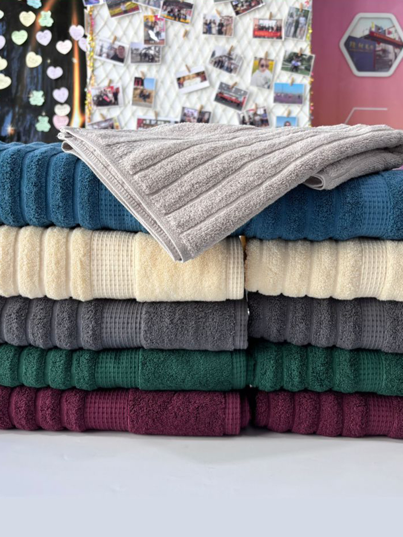 Набор 2 жаккардовых полотенца  для ванной, отелей, СПА, в подарок,  Oxford Stripe Cream Lovely Svi  модель 371124 Фото