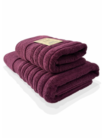 Набор 2 жаккардовых полотенца i для ванной, отелей, СПА, на подарок, Oxford Stripe Burgundy Lovely Svi  модель 391124 Фото