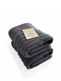 Набор 2 жаккардовых полотенца  для ванной, отелей, СПА, в подарок,  Oxford Stripe темно – серый Charcoal Lovely Svi  модель 441124 Фото