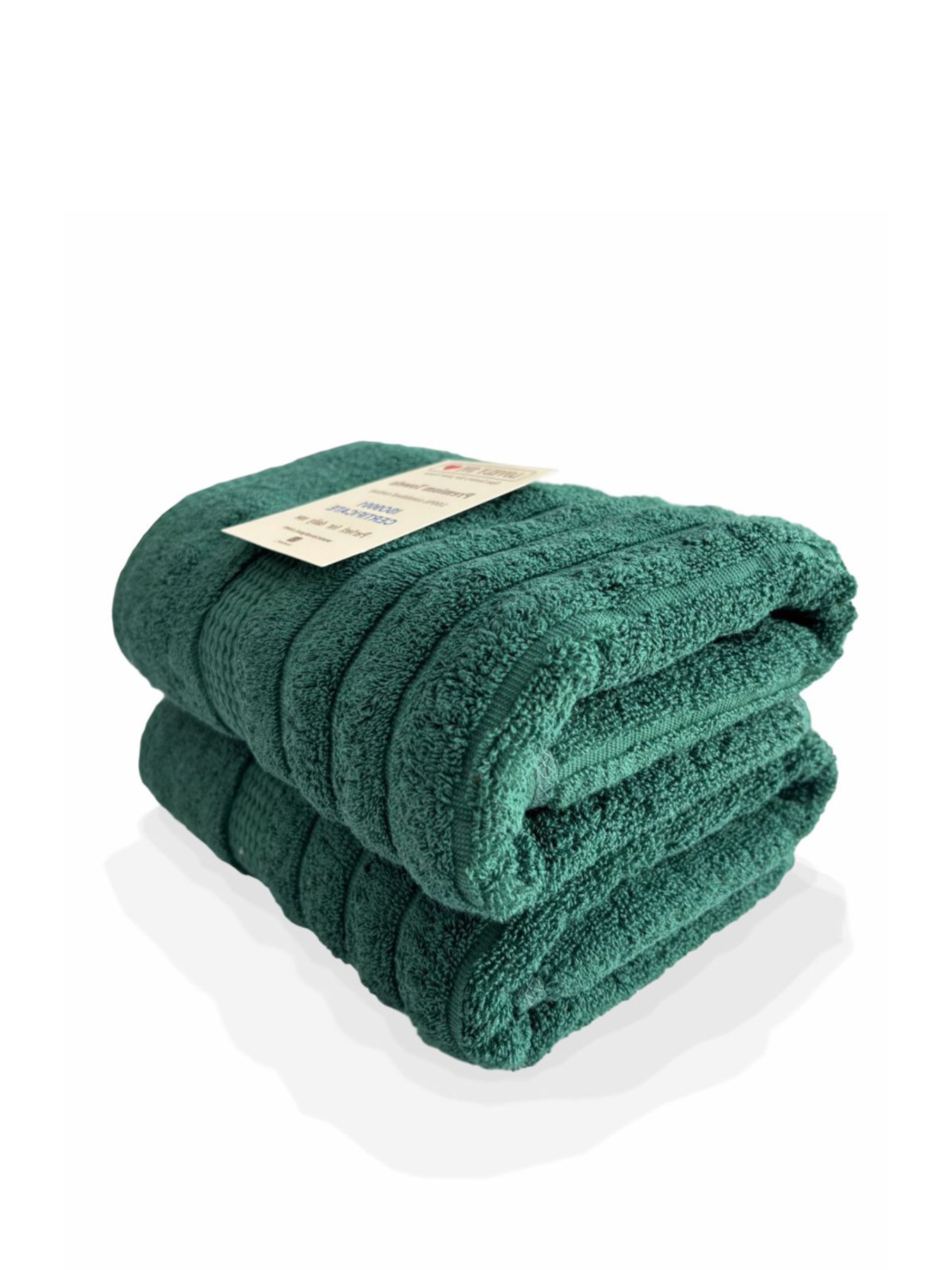 Набор 2 жаккардовых полотенца  для ванной, гостиниц, СПА, в подарок, Oxford Stripe темно – зеленый Hunter green Lovely Svi  модель 461124 Фото