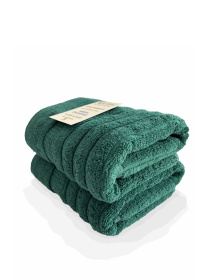 Набор 2 жаккардовых полотенца  для ванной, гостиниц, СПА, в подарок, Oxford Stripe темно – зеленый Hunter green Lovely Svi  модель 461124 Фото