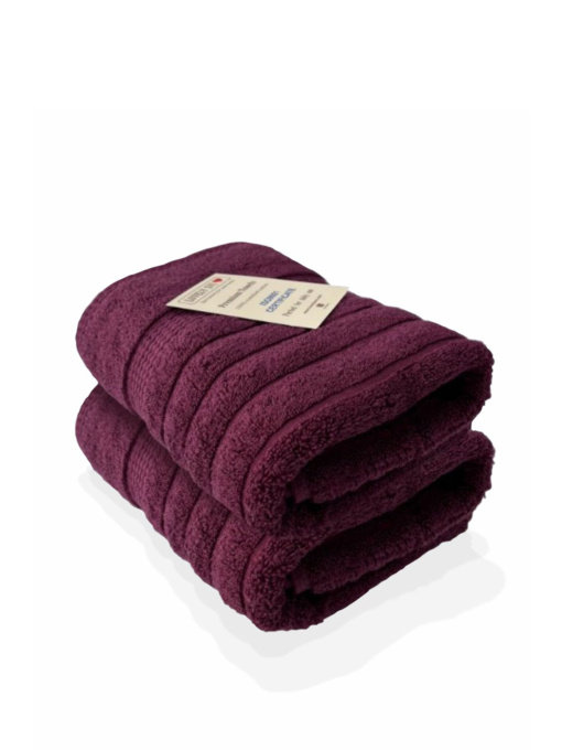 Набор 2 жаккардовых полотенца  для ванной, отелей, СПА, в подарок,  Oxford Stripe Burgundy Lovely Svi  модель 471124 Фото