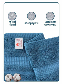 Набор 2 жаккардовых полотенца  для ванной, отелей, СПА, в подарок,  Oxford Stripe Синий Lovely Svi  модель 451124 Фото