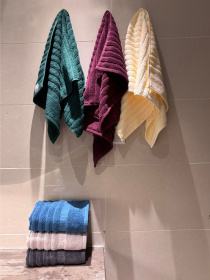 Набор 2 жаккардовых полотенца  для ванной, отелей, СПА, в подарок,  Oxford Stripe Синий Lovely Svi  модель 451124 Фото