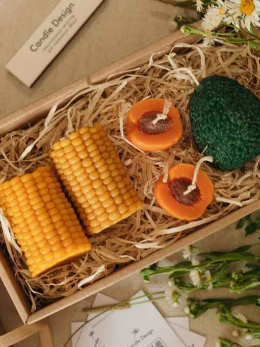 Набір ароматичних свічок “Фруктово-овочевий настрій”, з натурального бджолиного воску Candle Design модель 200.0099 Фото