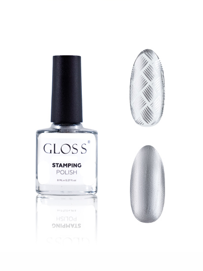 GLOSS COMPANY ­Лак для стемпінгу GLOSS Stamping polish 04, сірий перламутровий модель 4823271409701 - фото