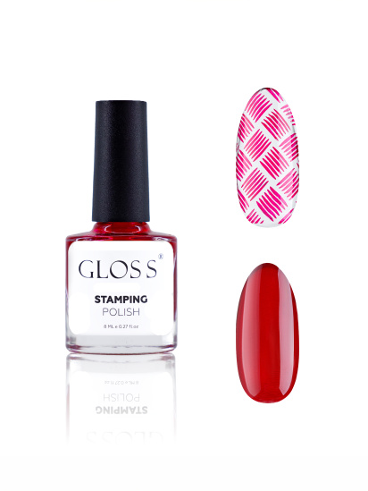 GLOSS COMPANY ­Лак для стемпінгу GLOSS Stamping polish 07, насичений вишневий модель 4823271409732 - фото