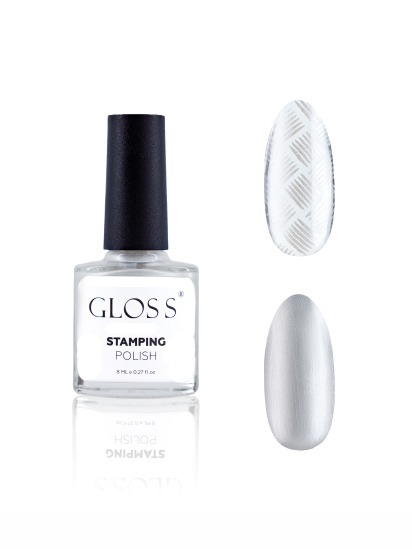 GLOSS COMPANY ­Лак для стемпінгу GLOSS Stamping polish 15, білий перламутровий модель 4823271409817 - фото