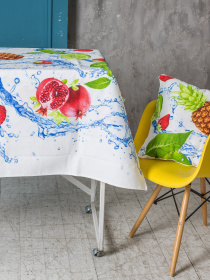 Скатертина бавовняна біла з фруктами Фреш Ecotton модель 19662 Фото