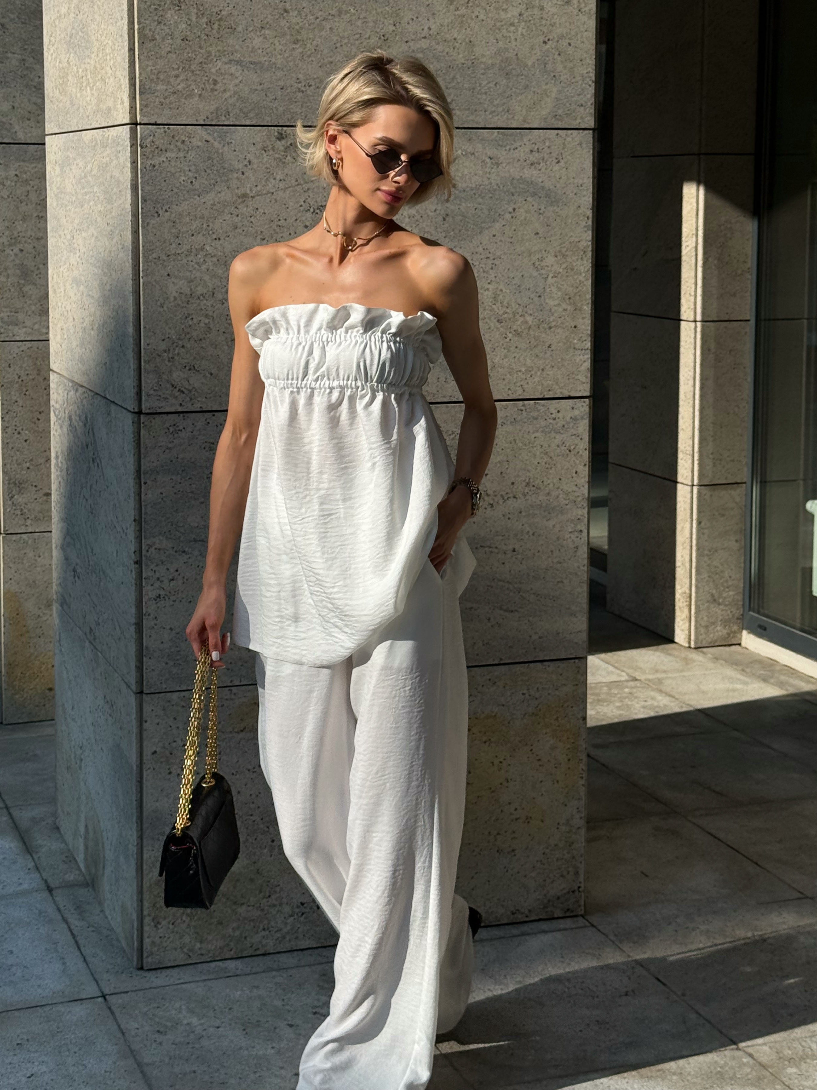 Жіночий Повсякденний костюм Jadone Fashion  (Hannah_Milk_Costume) колір молочний, матеріал льон/поліестер