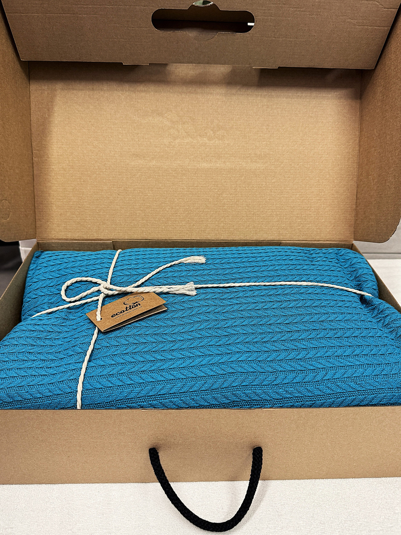 Покрывало Pique хлопковое Atlantic в крафтовой подарочной коробке Ecotton модель 24535 Фото